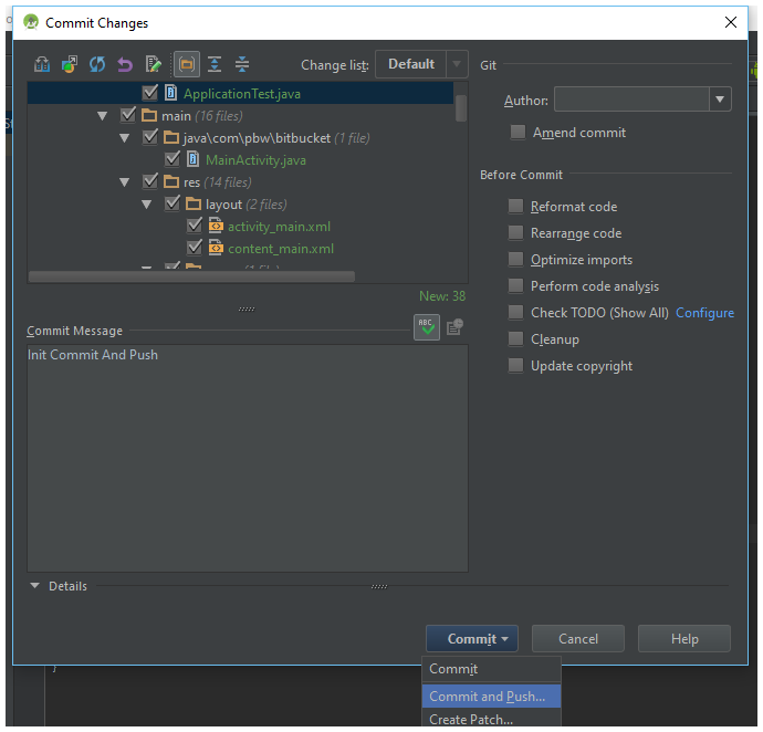 push changes using git android studio plugin